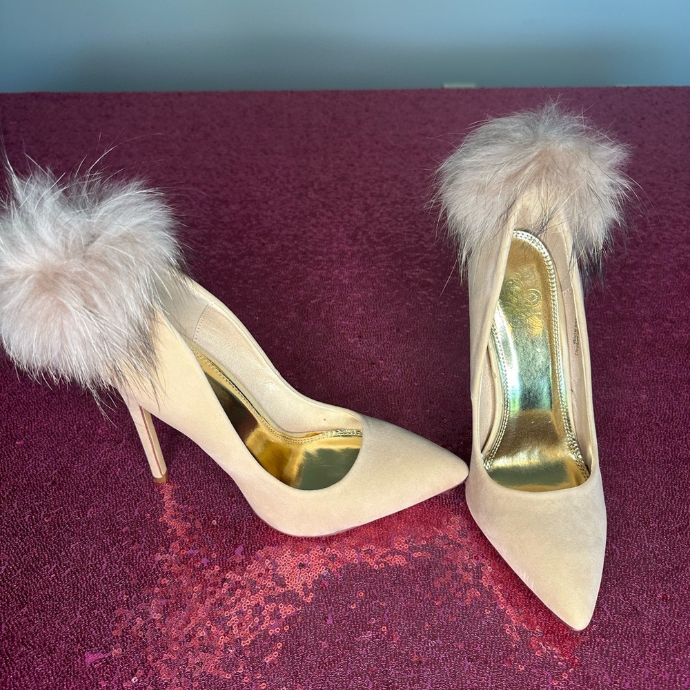 AKIRA Cream Stiletto Heels
